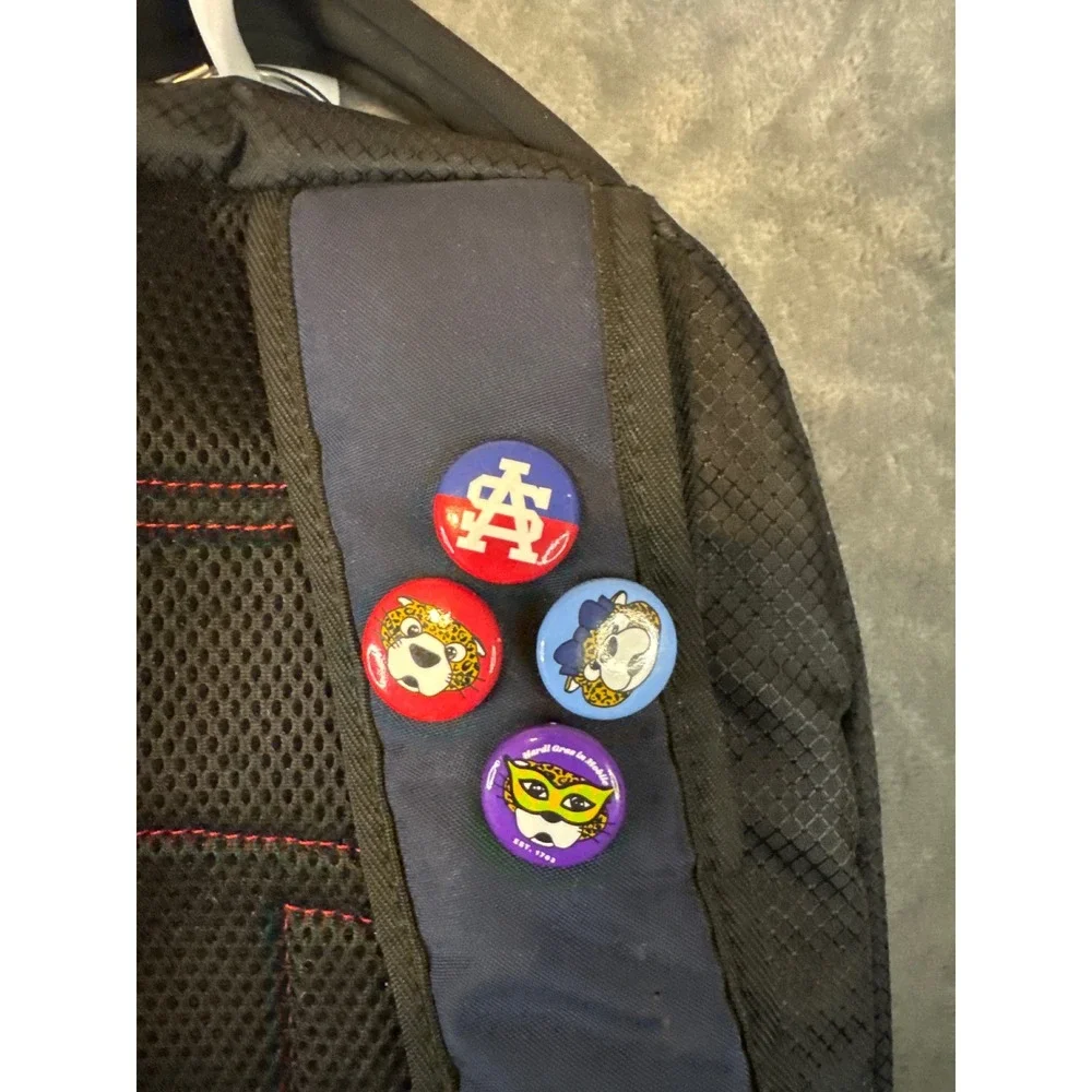 Champion Backpack Navy Blue Black Red Embroidered Logo School Travel Bag Pins